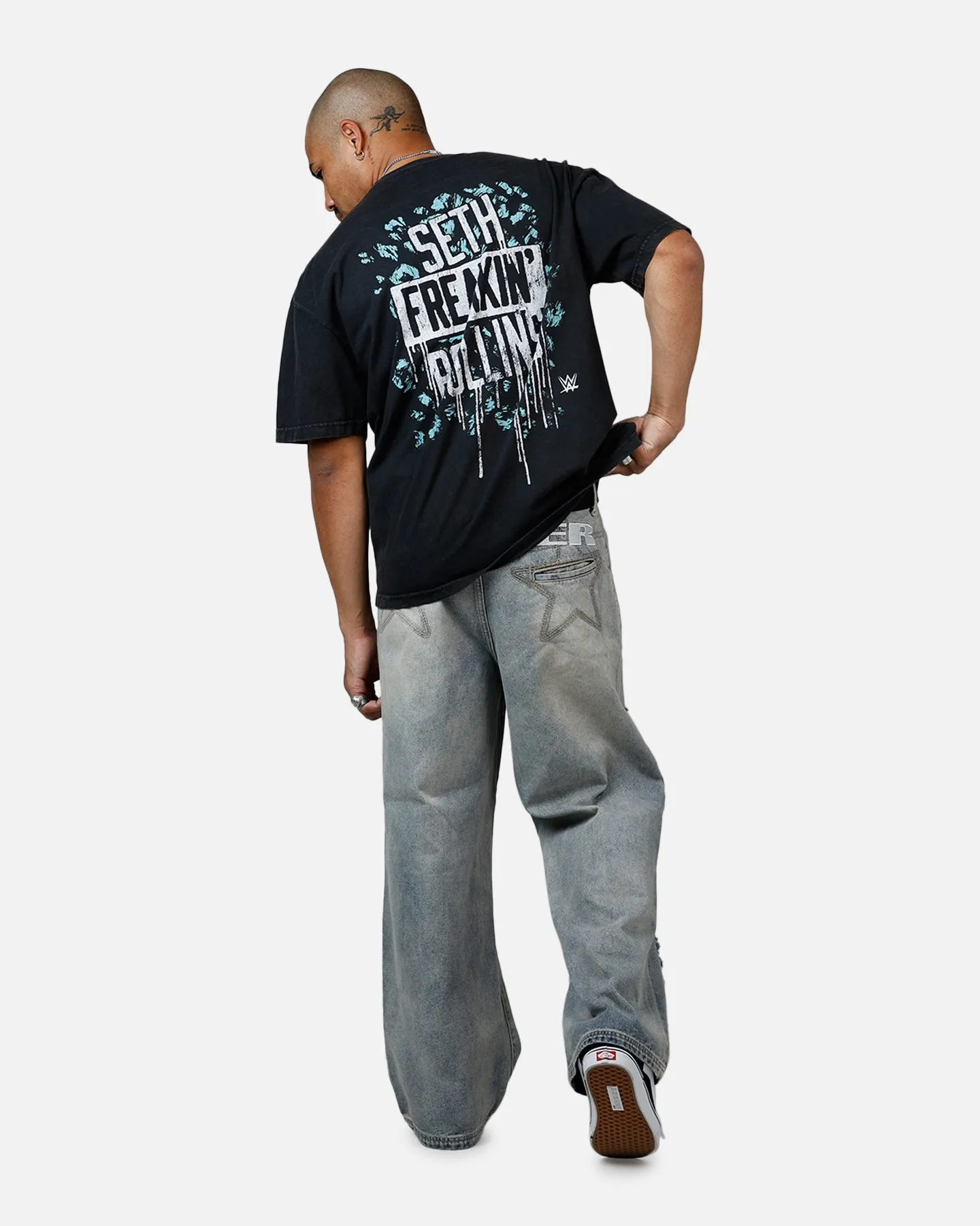 Culture Kings X WWE Seth Rollins Wrestlemania XLI Vintage T-Shirt Black Acidwash