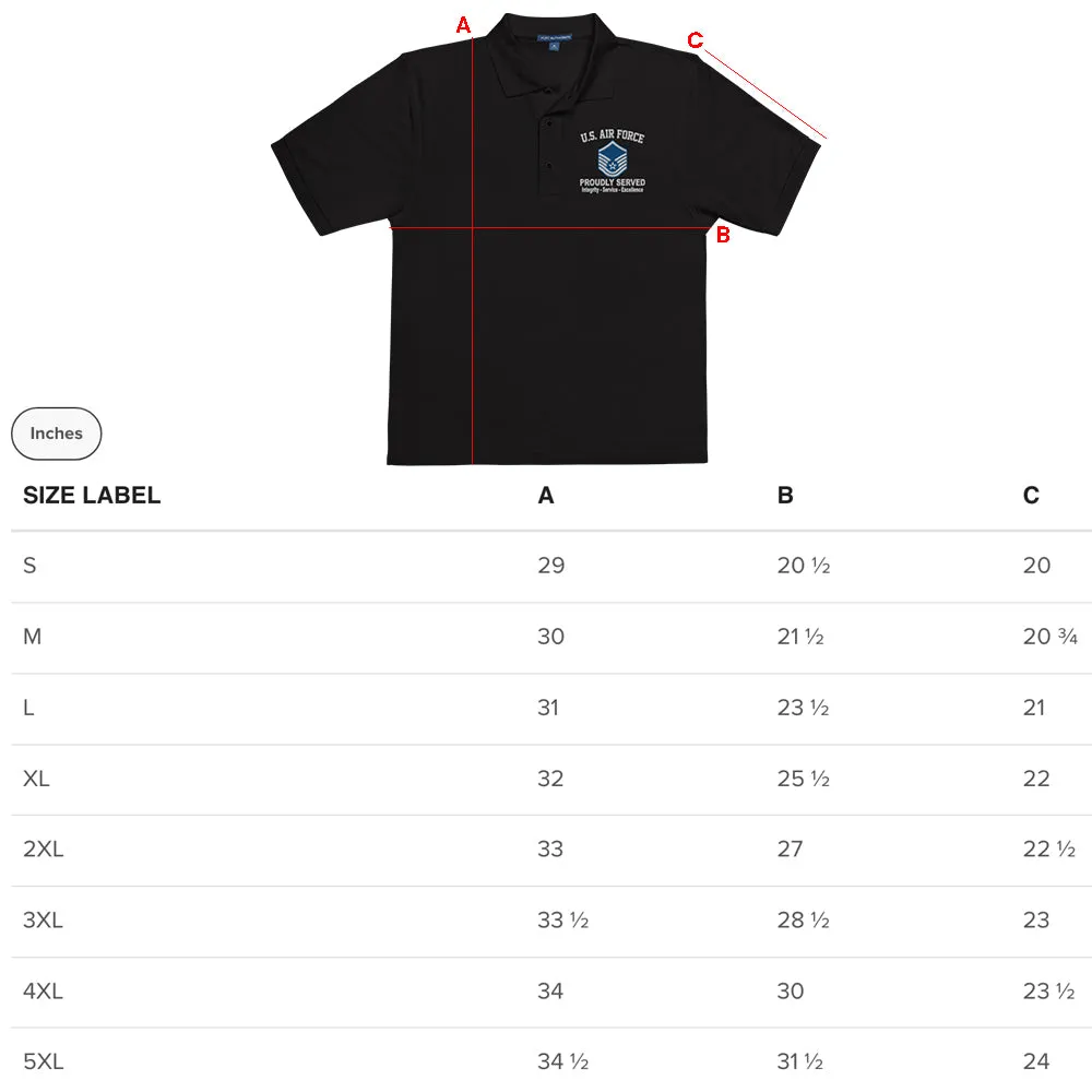 Custom US Air Force Ranks, Insignia Core Values Embroidered Port Authority Polo Shirt