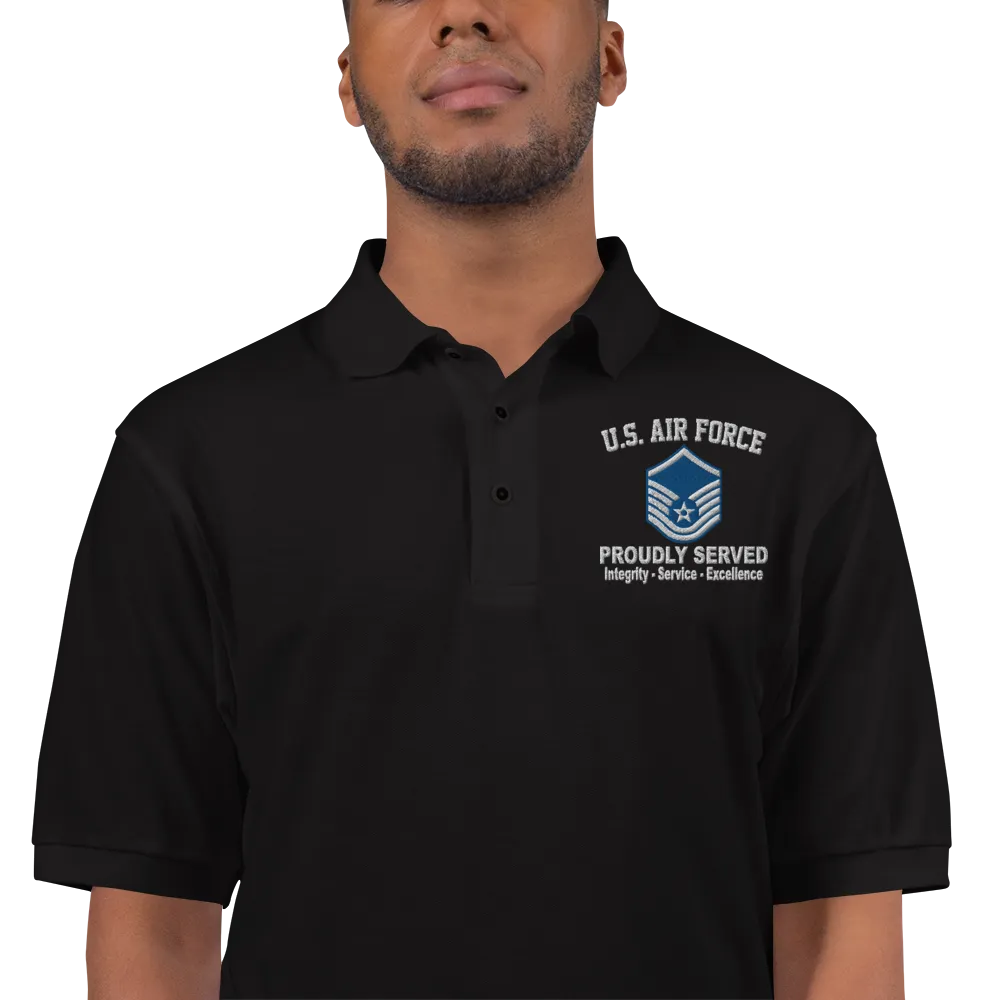 Custom US Air Force Ranks, Insignia Core Values Embroidered Port Authority Polo Shirt