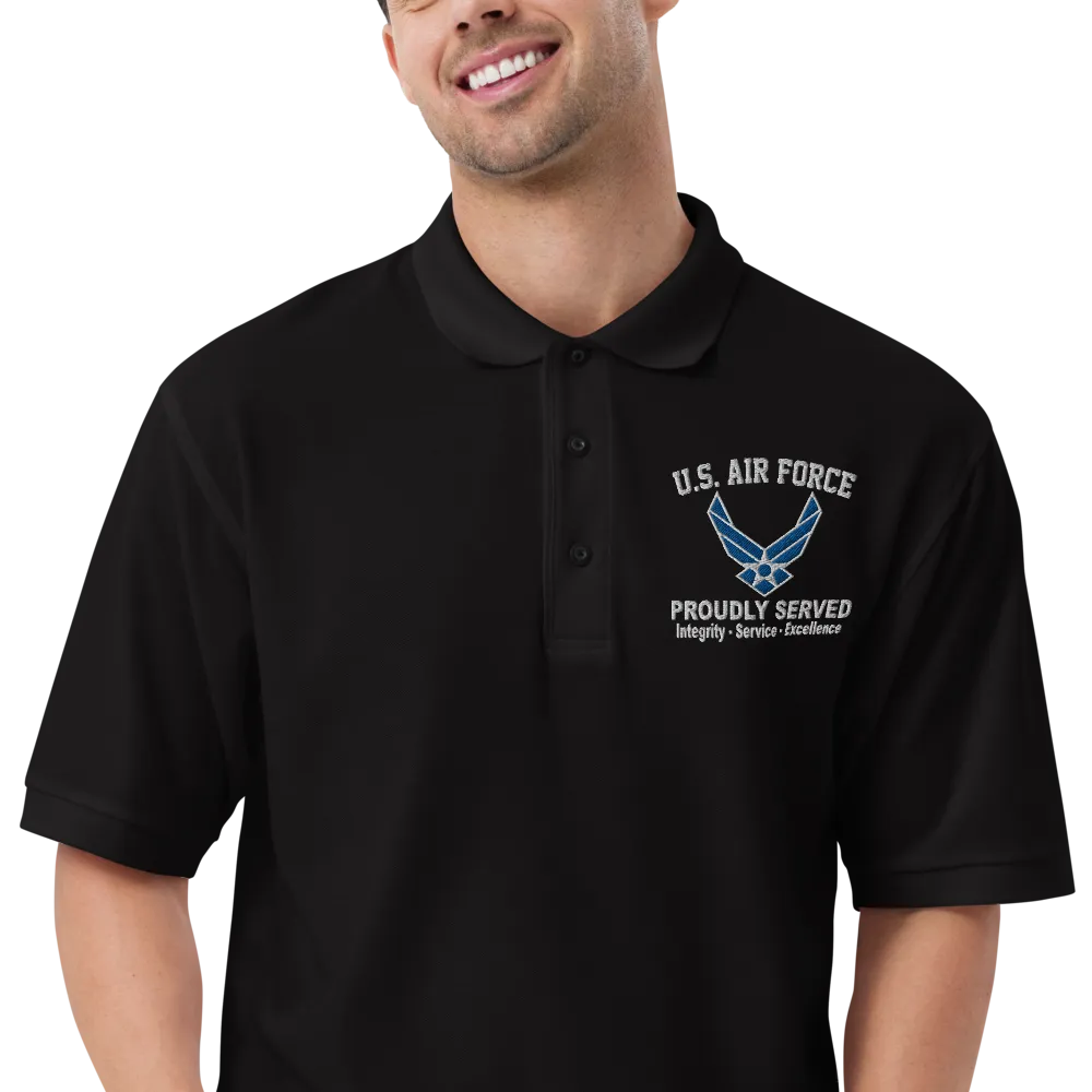 Custom US Air Force Ranks, Insignia Core Values Embroidered Port Authority Polo Shirt