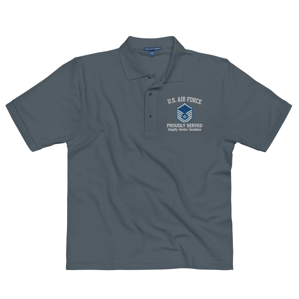 Custom US Air Force Ranks, Insignia Core Values Embroidered Port Authority Polo Shirt