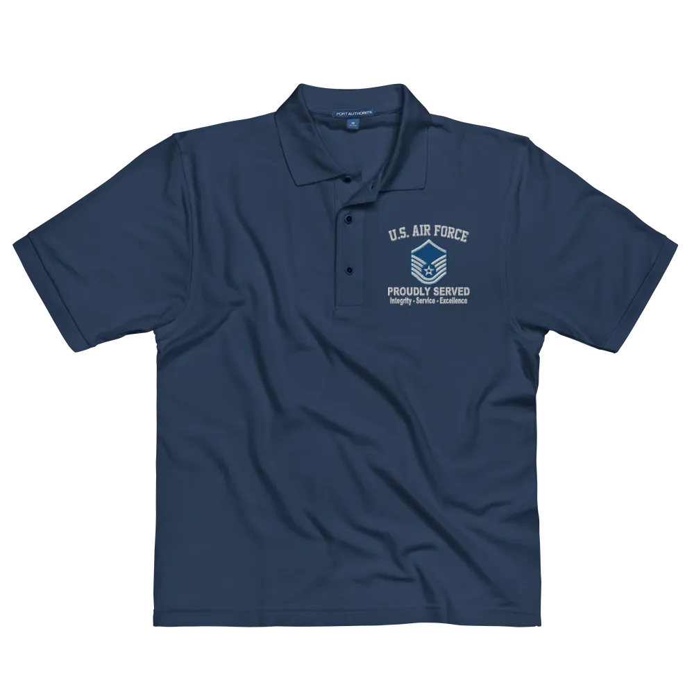 Custom US Air Force Ranks, Insignia Core Values Embroidered Port Authority Polo Shirt