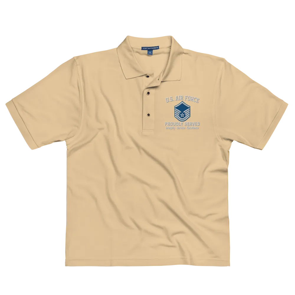 Custom US Air Force Ranks, Insignia Core Values Embroidered Port Authority Polo Shirt