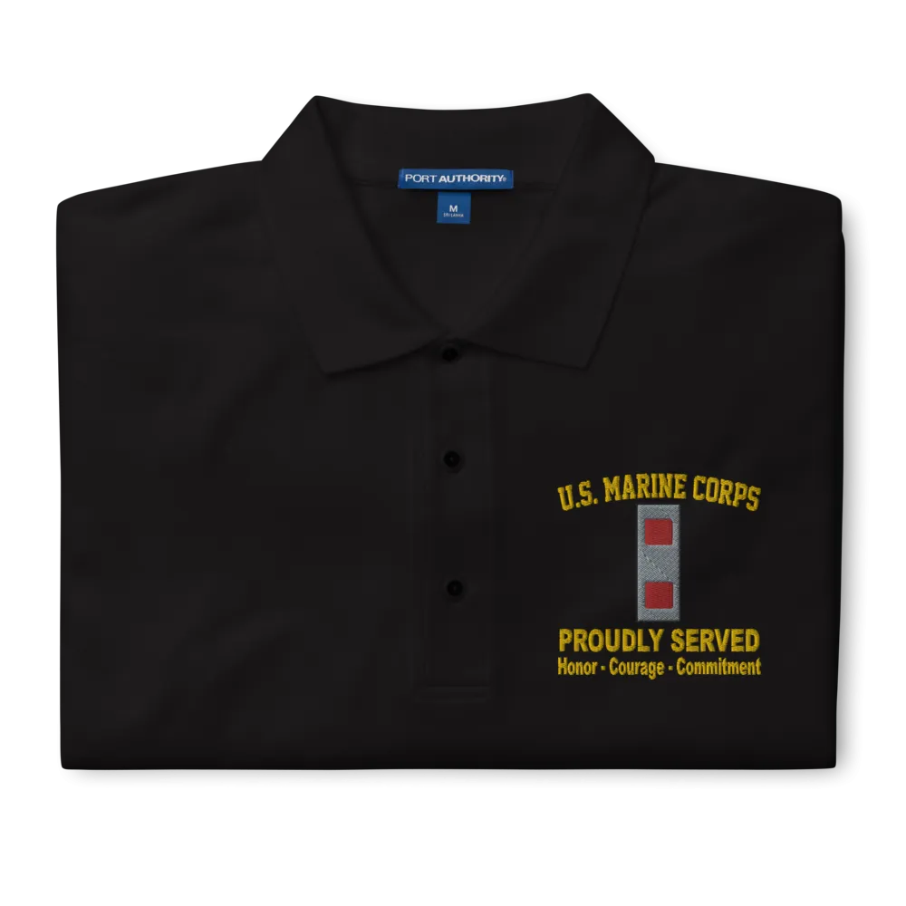 Custom US Marine Corps Ranks, Insignia Core Values Embroidered Port Authority Polo Shirt