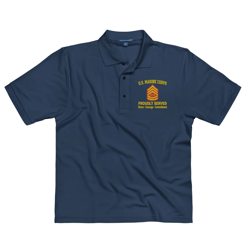 Custom US Marine Corps Ranks, Insignia Core Values Embroidered Port Authority Polo Shirt