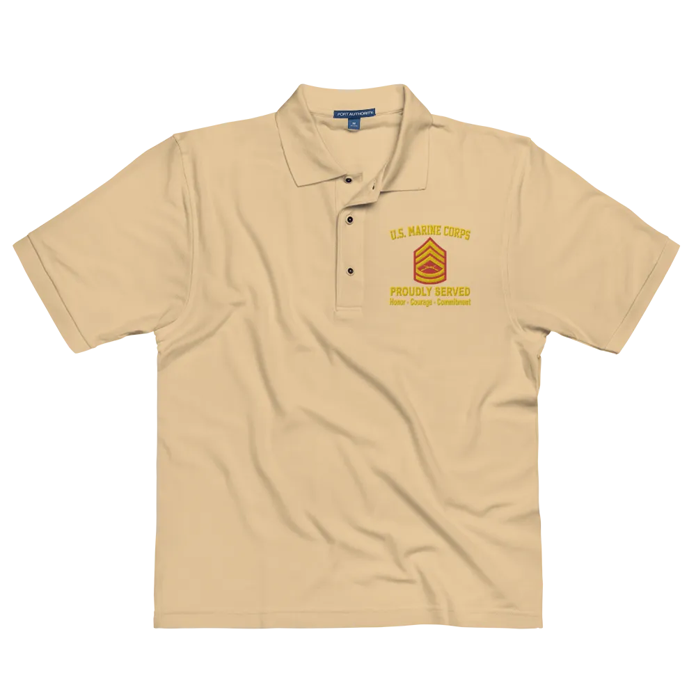 Custom US Marine Corps Ranks, Insignia Core Values Embroidered Port Authority Polo Shirt