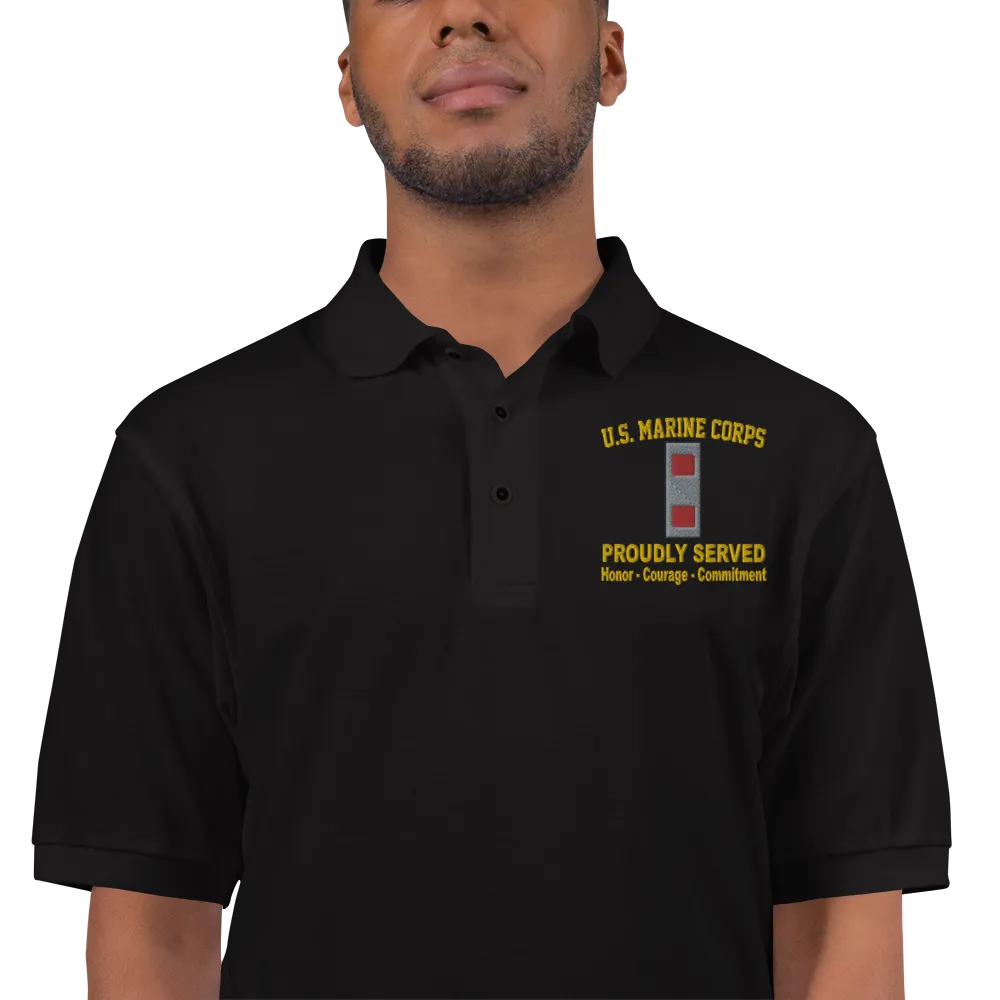 Custom US Marine Corps Ranks, Insignia Core Values Embroidered Port Authority Polo Shirt