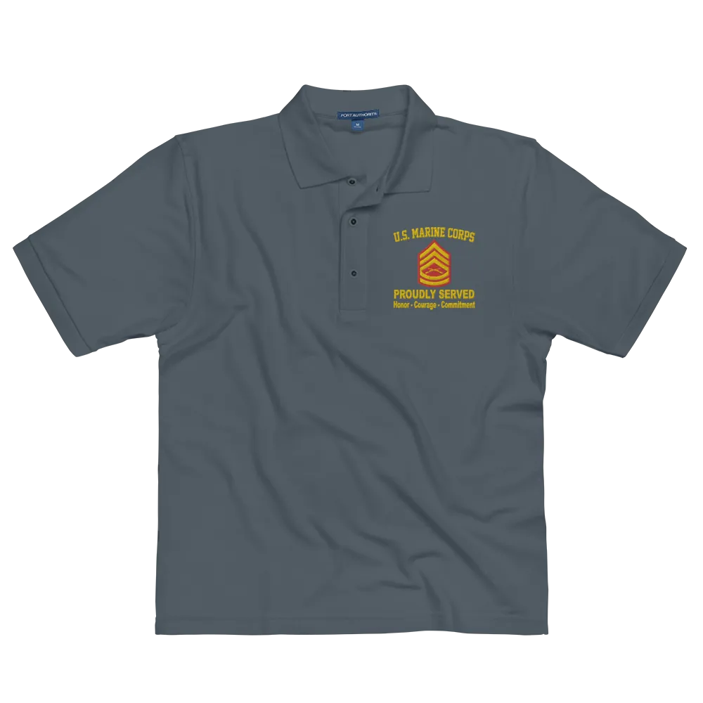 Custom US Marine Corps Ranks, Insignia Core Values Embroidered Port Authority Polo Shirt