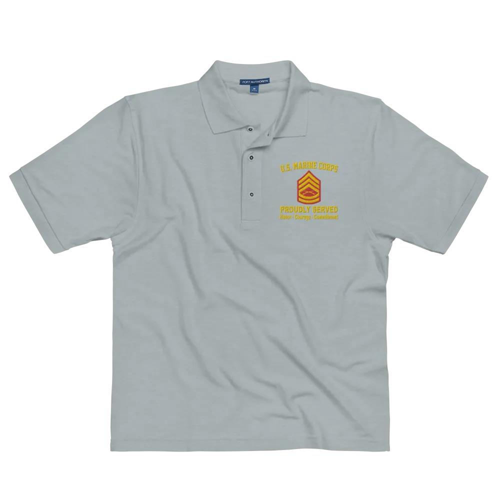 Custom US Marine Corps Ranks, Insignia Core Values Embroidered Port Authority Polo Shirt