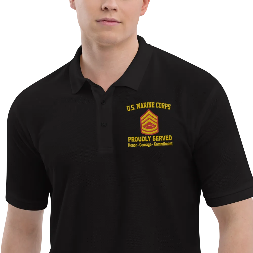 Custom US Marine Corps Ranks, Insignia Core Values Embroidered Port Authority Polo Shirt