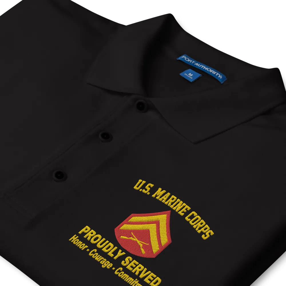 Custom US Marine Corps Ranks, Insignia Core Values Embroidered Port Authority Polo Shirt
