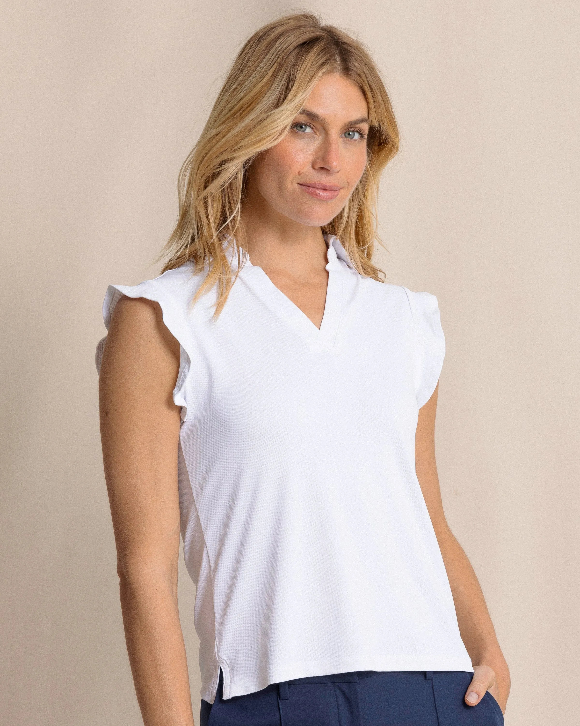 Dayna Active Ruffle Polo Tank