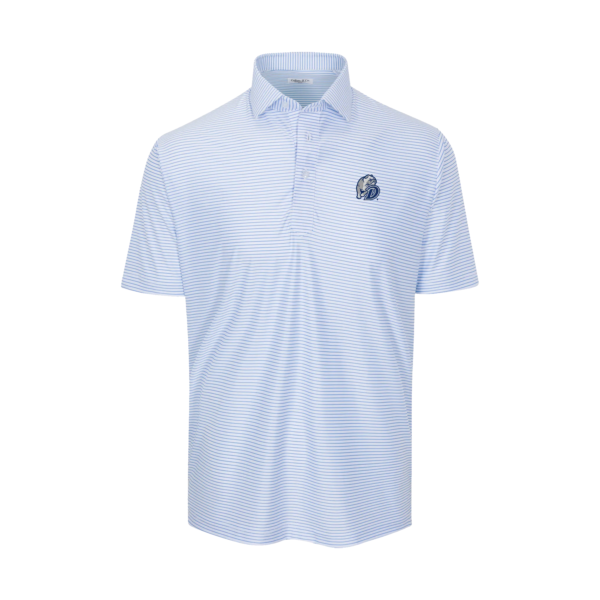 Drake Featherweight Flex Polo Camden White with Blue Stripe