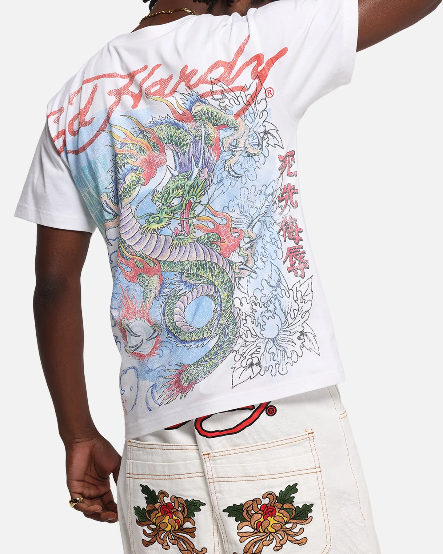 Ed Hardy Rising Dragon Vintage T-Shirt White