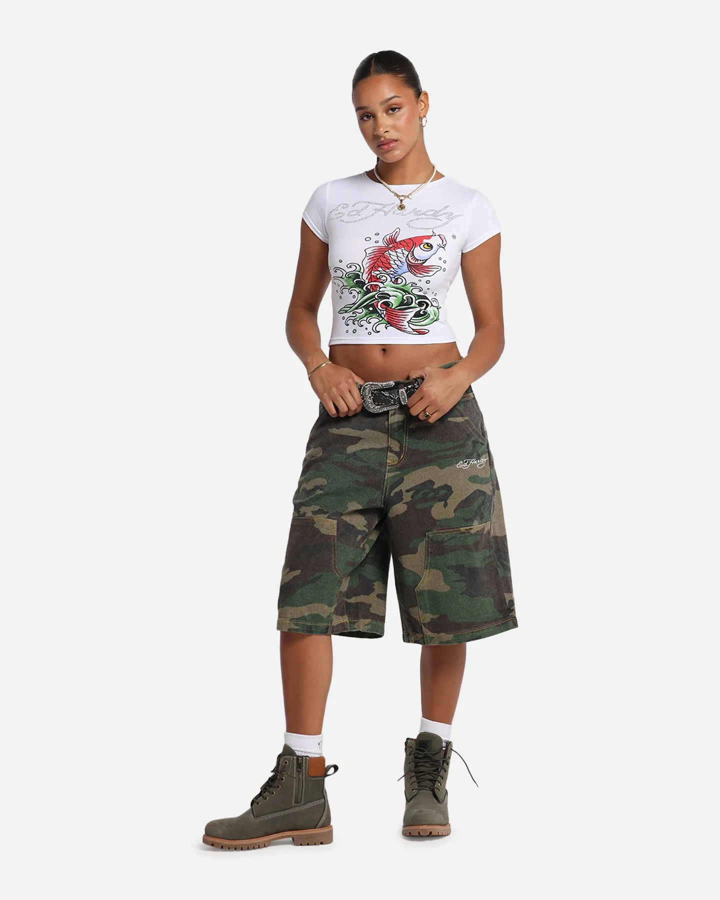 Ed Hardy Women's Koi Baby T-Shirt White