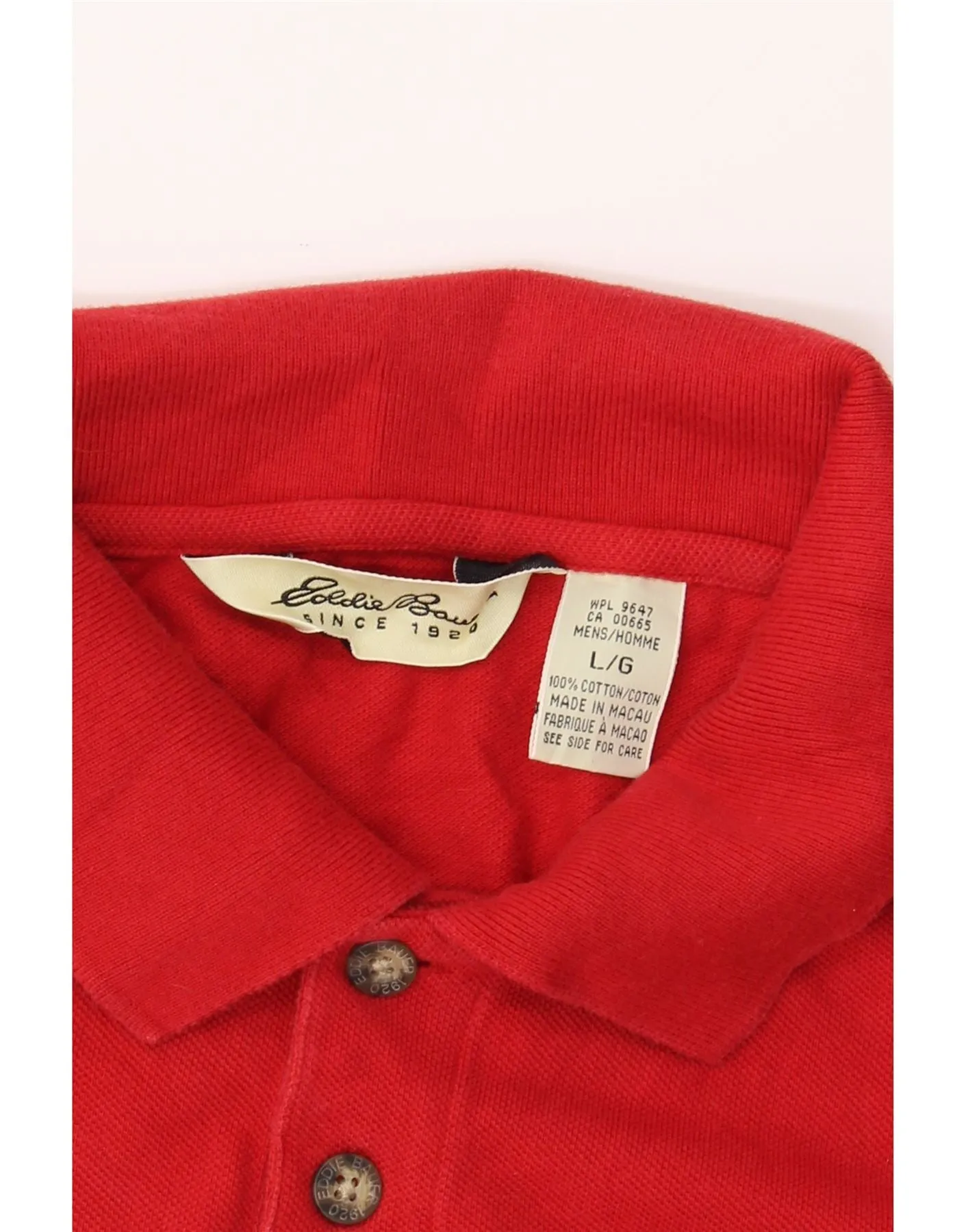 EDDIE BAUER Mens Polo Shirt Large Red Cotton
