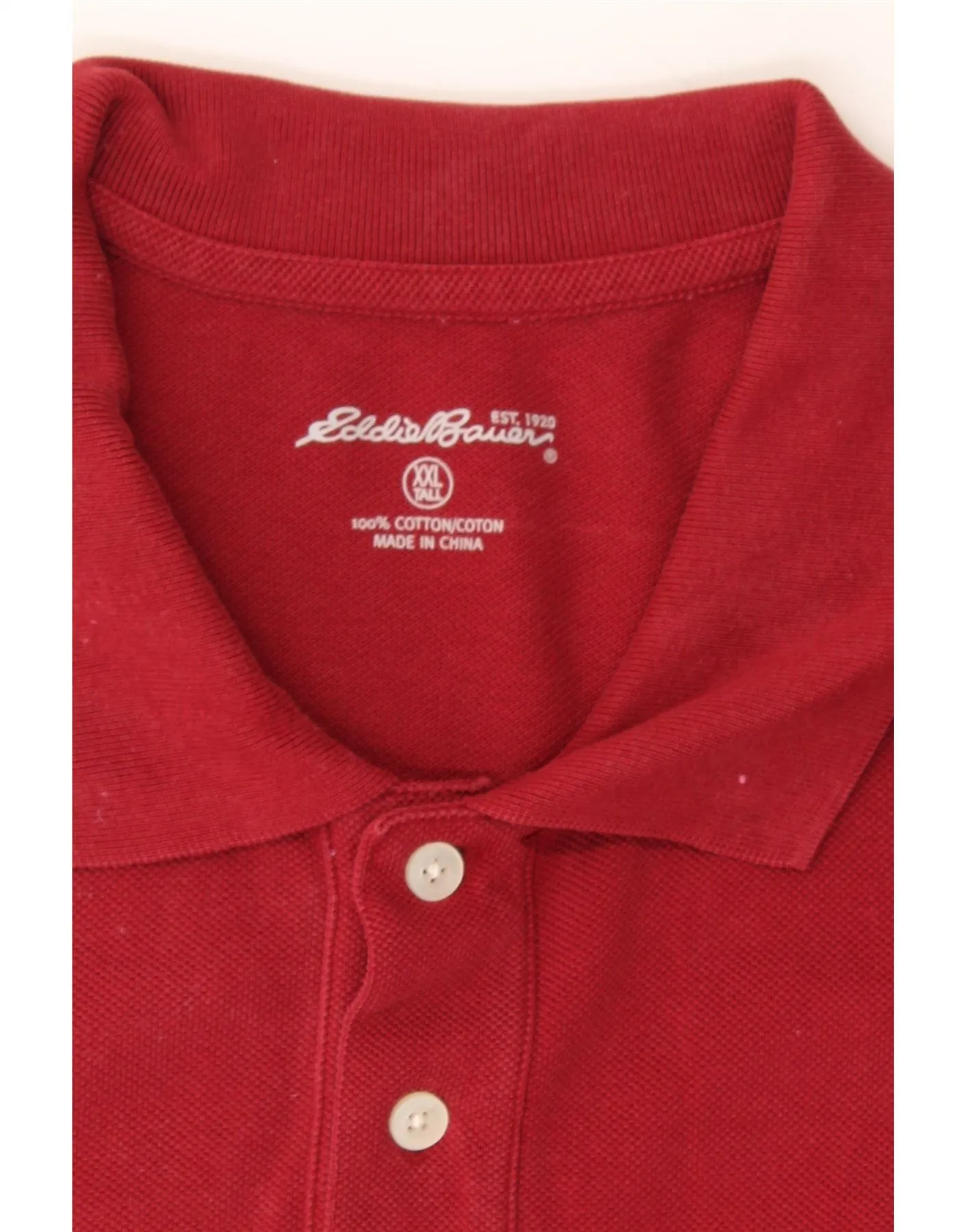 EDDIE BAUER Mens Tall Polo Shirt 2XL Red Cotton