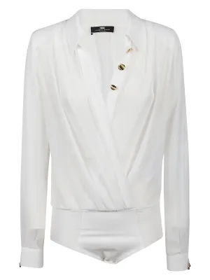 Elisabetta Franchi V-Neck Buttoned Bodysuit