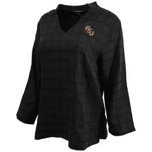 Emerson Street Women's Stacked FSU Long Sleeve Woven Tunic Top - Black