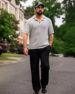 Ethan Open Collar Knit Polo