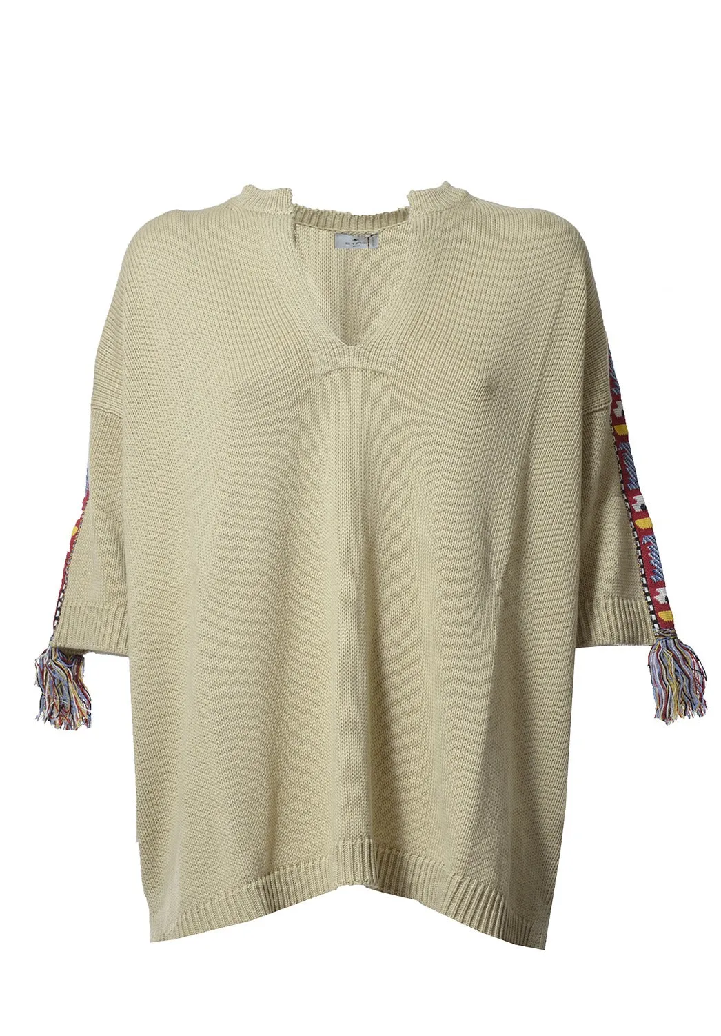 Etro Fringe Detailed V-Neck Knitted Sweater