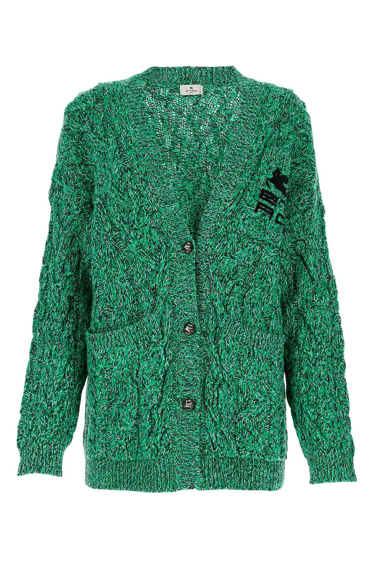 Etro	Logo Embroidered V-Neck Cardigan