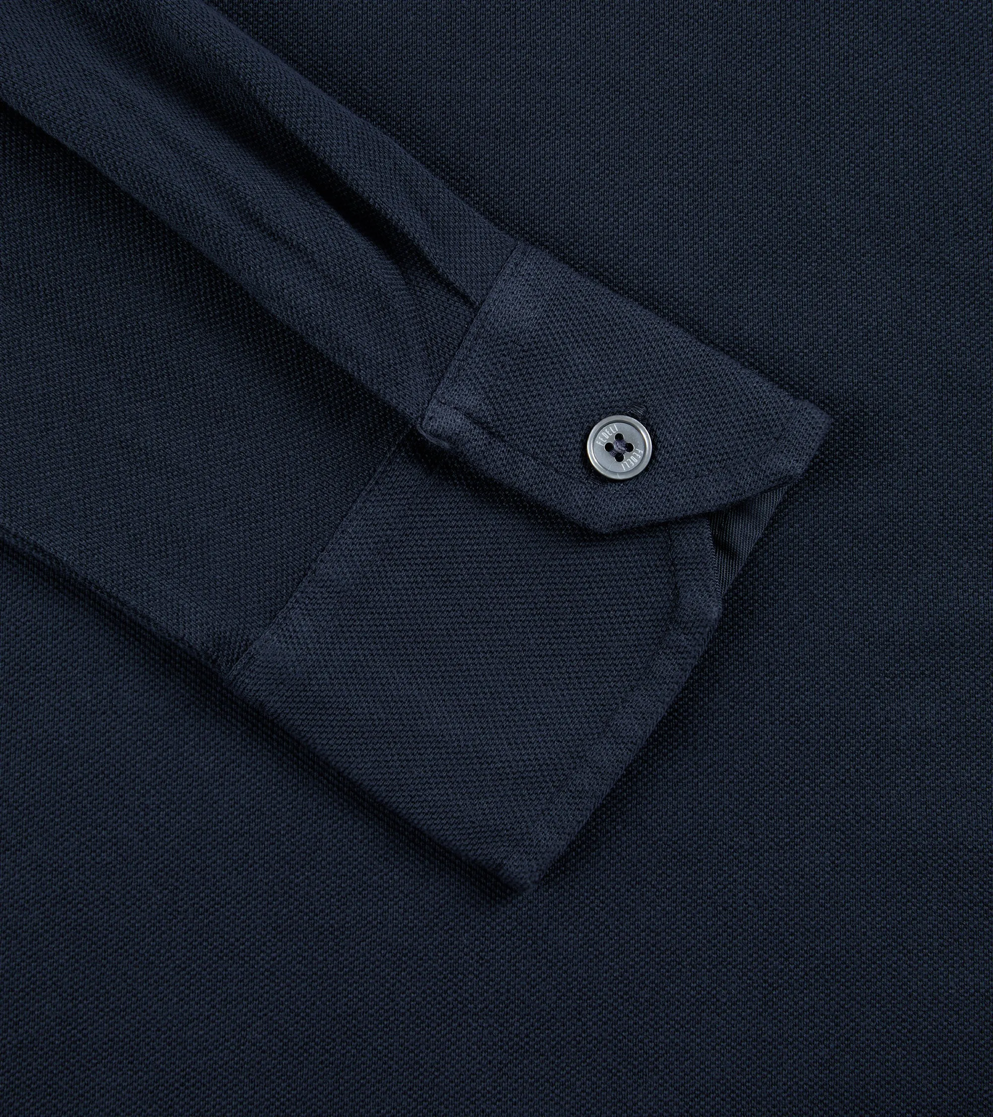 Fedeli North Cotton Pique Long Sleeve Polo Shirt: Navy