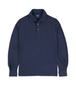 Fedeli North Cotton Pique Long Sleeve Polo Shirt: Royal Blue