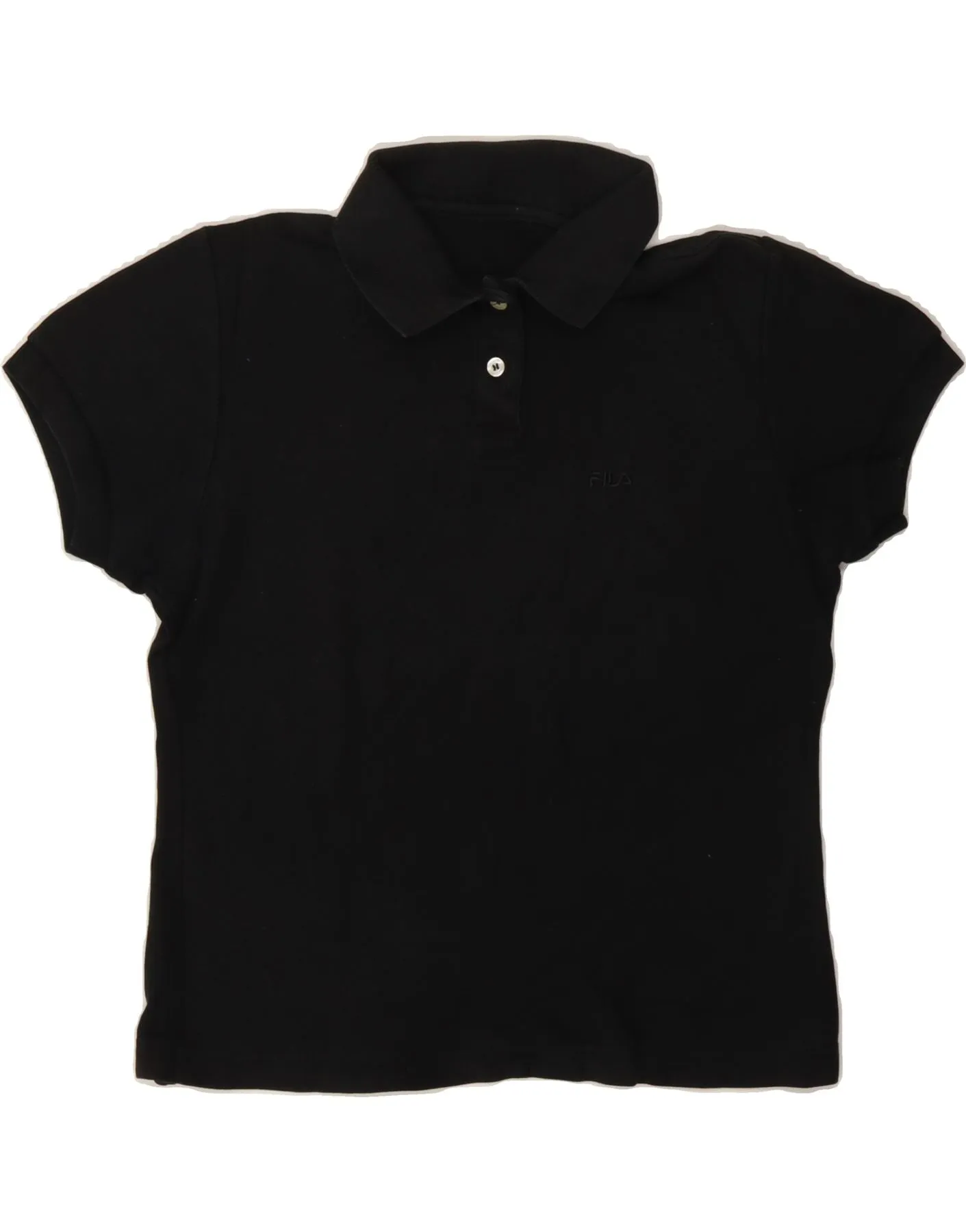 FILA Womens Polo Shirt UK 14 Medium Black Cotton
