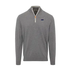 Florida Atlantic Grey with White Trim Luxury Touch Cotton and Cashmere Quarter Zip Sweater