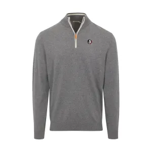 Florida State Grey with White Trim Luxury Touch Cotton and Cashmere Quarter Zip Sweater
