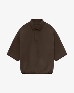 FOG ESSENTIALS SS24 CORE COLLECTION SPREAD COLLAR POLO HEATHER WOOD XSMALL