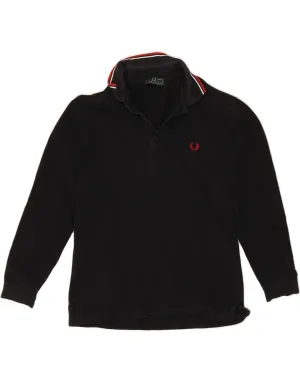 FRED PERRY Mens Long Sleeve Polo Shirt Medium Black Cotton