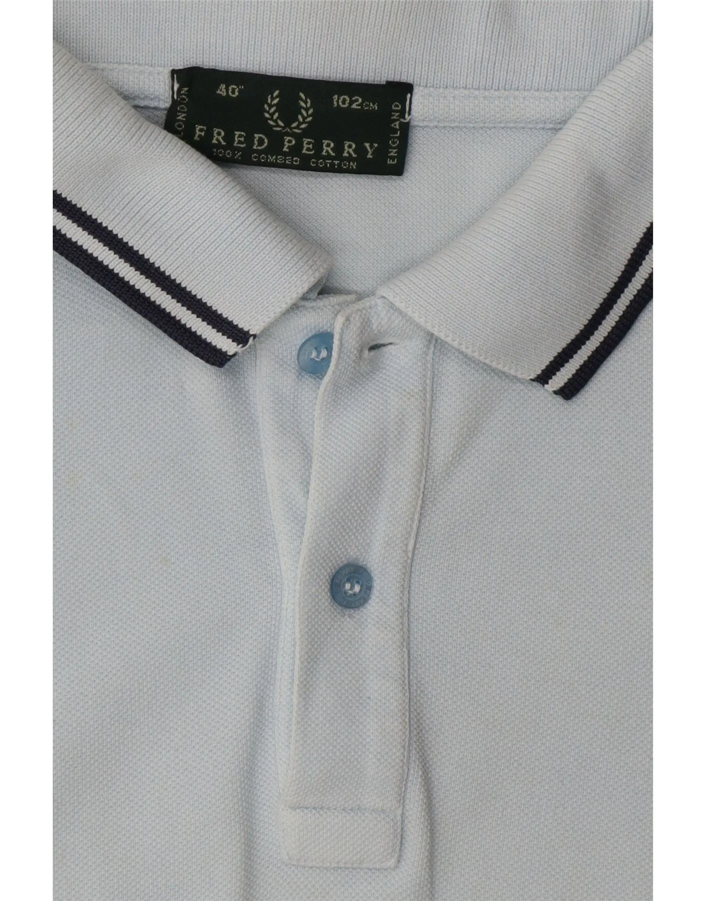 FRED PERRY Mens Polo Shirt Medium Blue Cotton