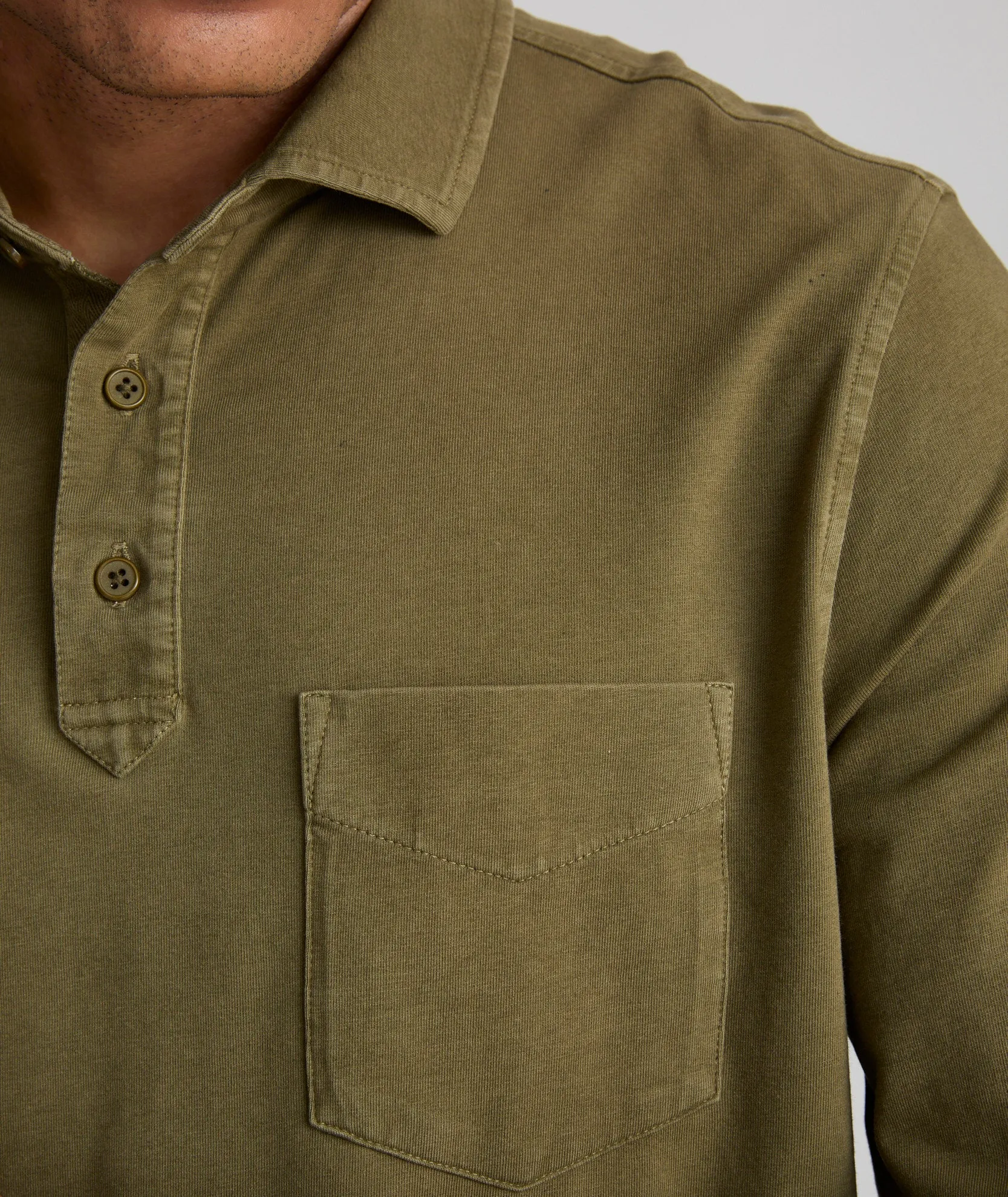 Garment-Dyed Long-Sleeve Polo - FINAL SALE