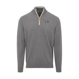 Georgia Southern Grey with White Trim Luxury Touch Cotton and Cashmere Quarter Zip Sweater