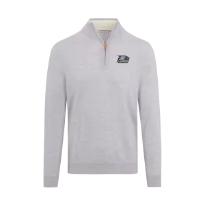 Georgia Southern Light Grey Melange Cashmere Touch Australian Merino Quarter Zip Sweater