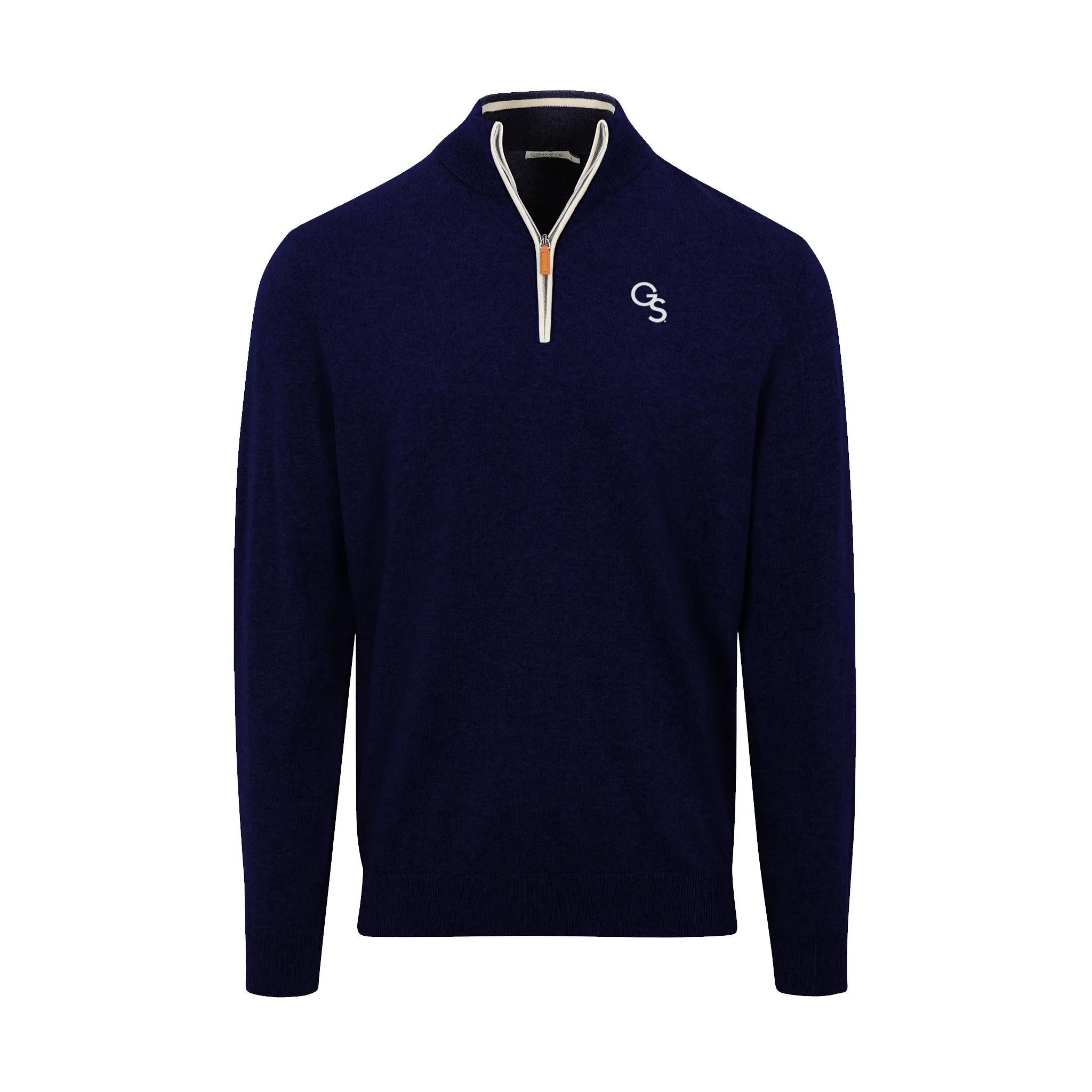 Georgia Southern Navy with White Trim Luxury Touch Cotton and Cashmere Quarter Zip Sweater