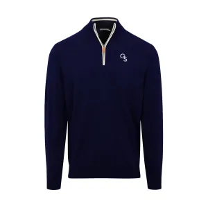Georgia Southern Navy with White Trim Luxury Touch Cotton and Cashmere Quarter Zip Sweater