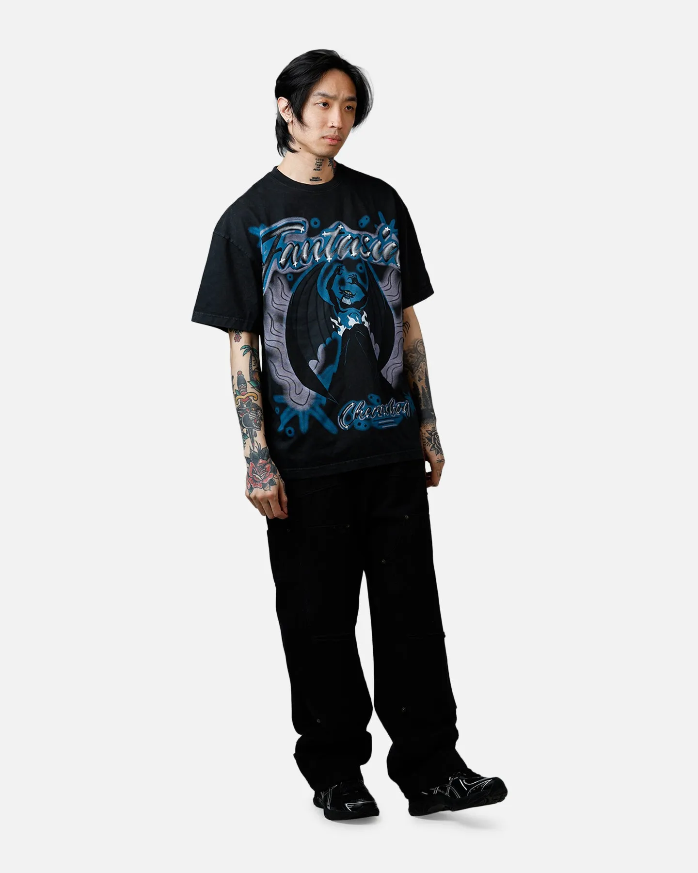 Goat Crew Disney Fantasia Chernabog Airbrush T-Shirt Black Acidwash