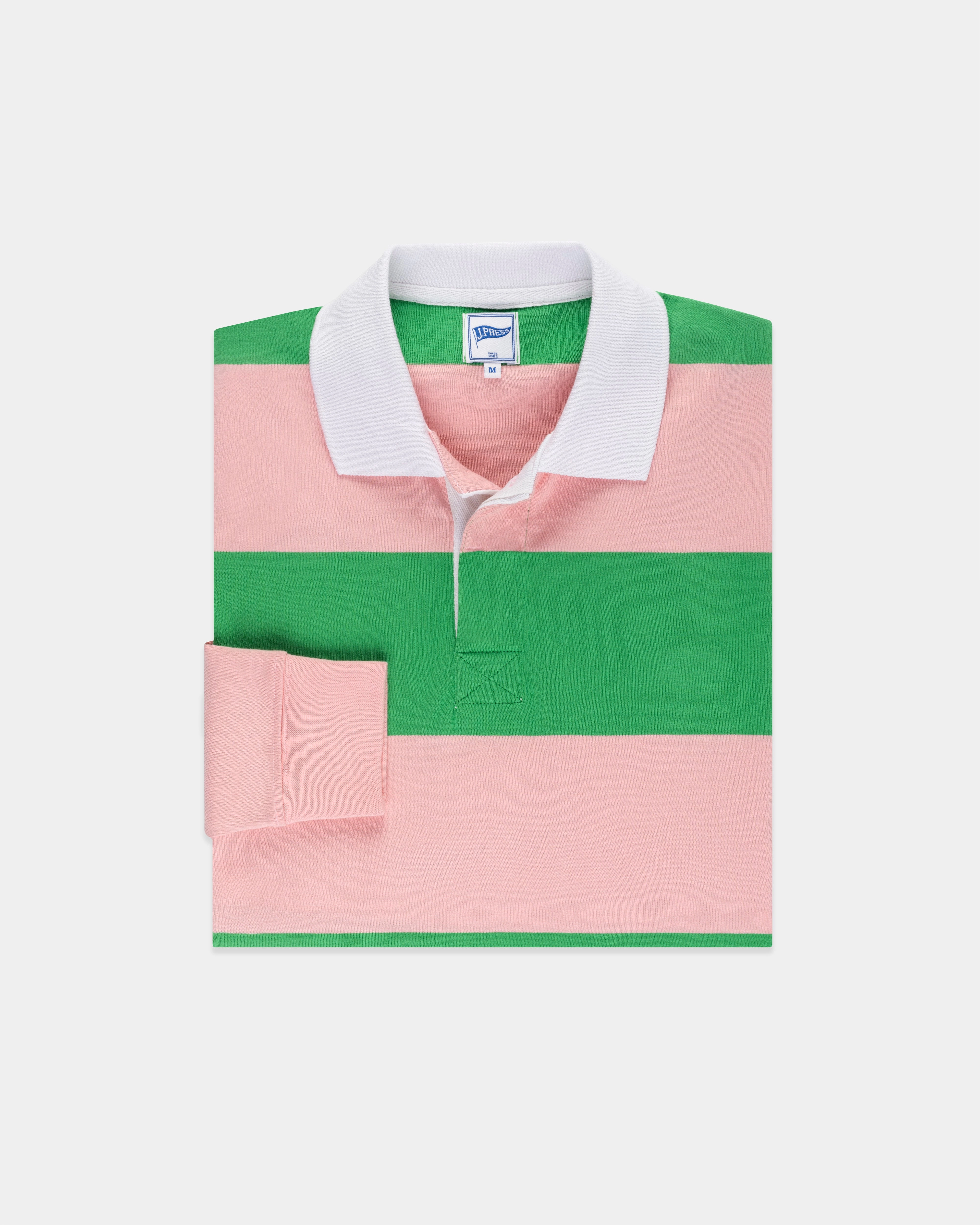 GREEN/PINK STRIPE RUGBY SHIRT