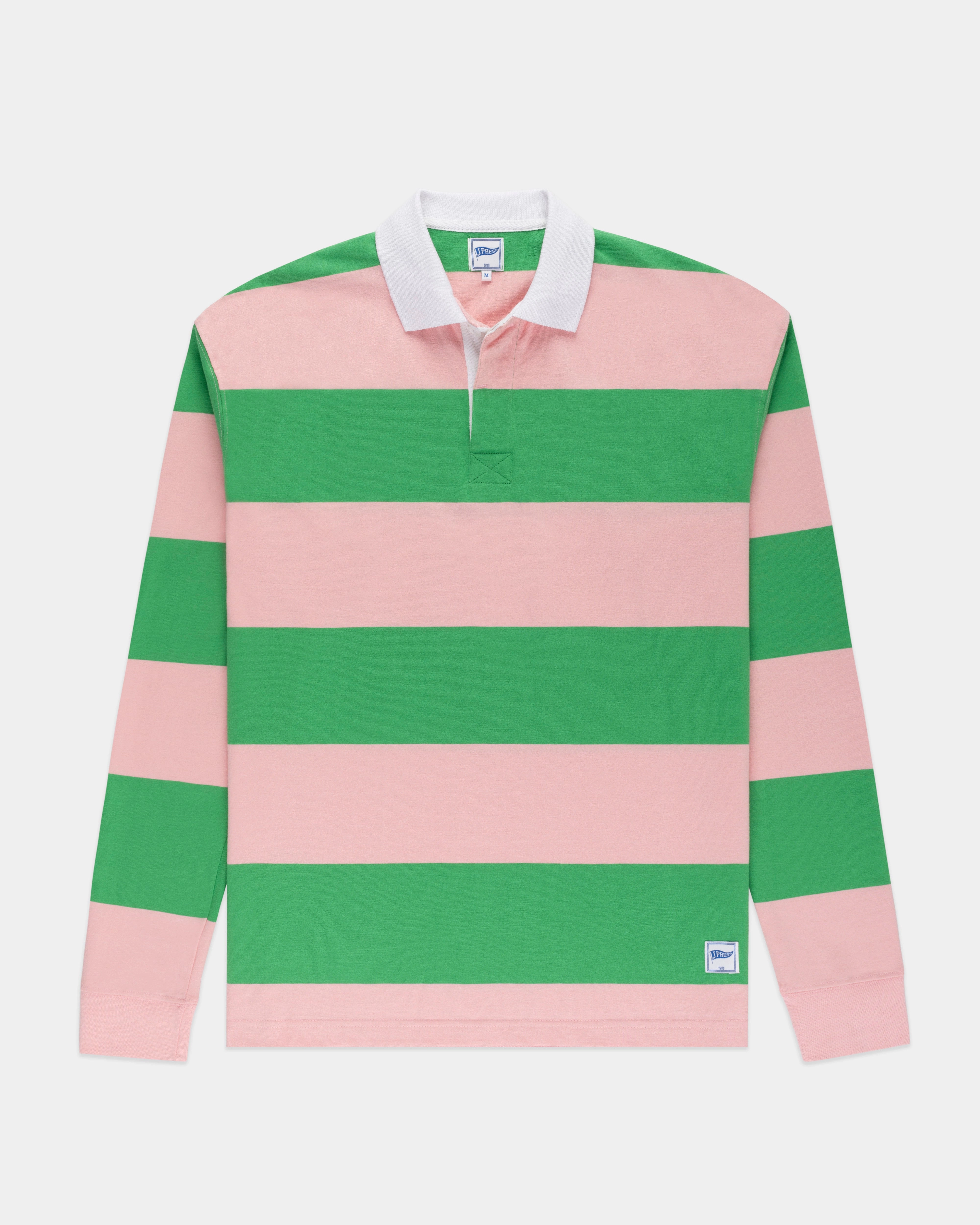 GREEN/PINK STRIPE RUGBY SHIRT