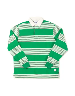 GREEN/WHITE TRACK STRIPE RUGBY SHIRT