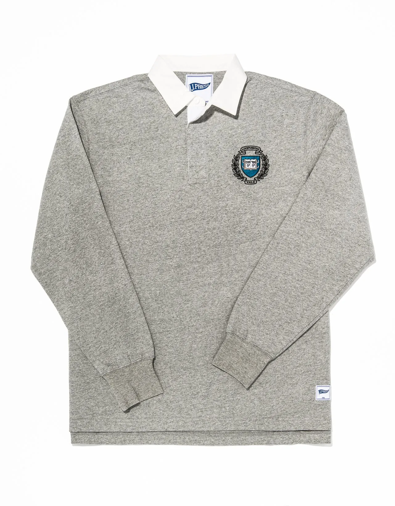 GREY YALE CREST RUGBY SHIRT