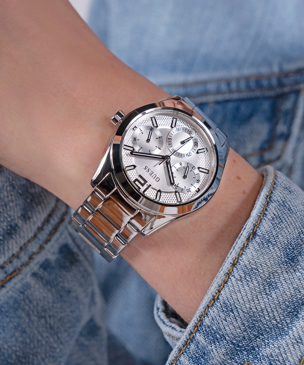 GUESS Ladies Silver Tone Multi-function Watch