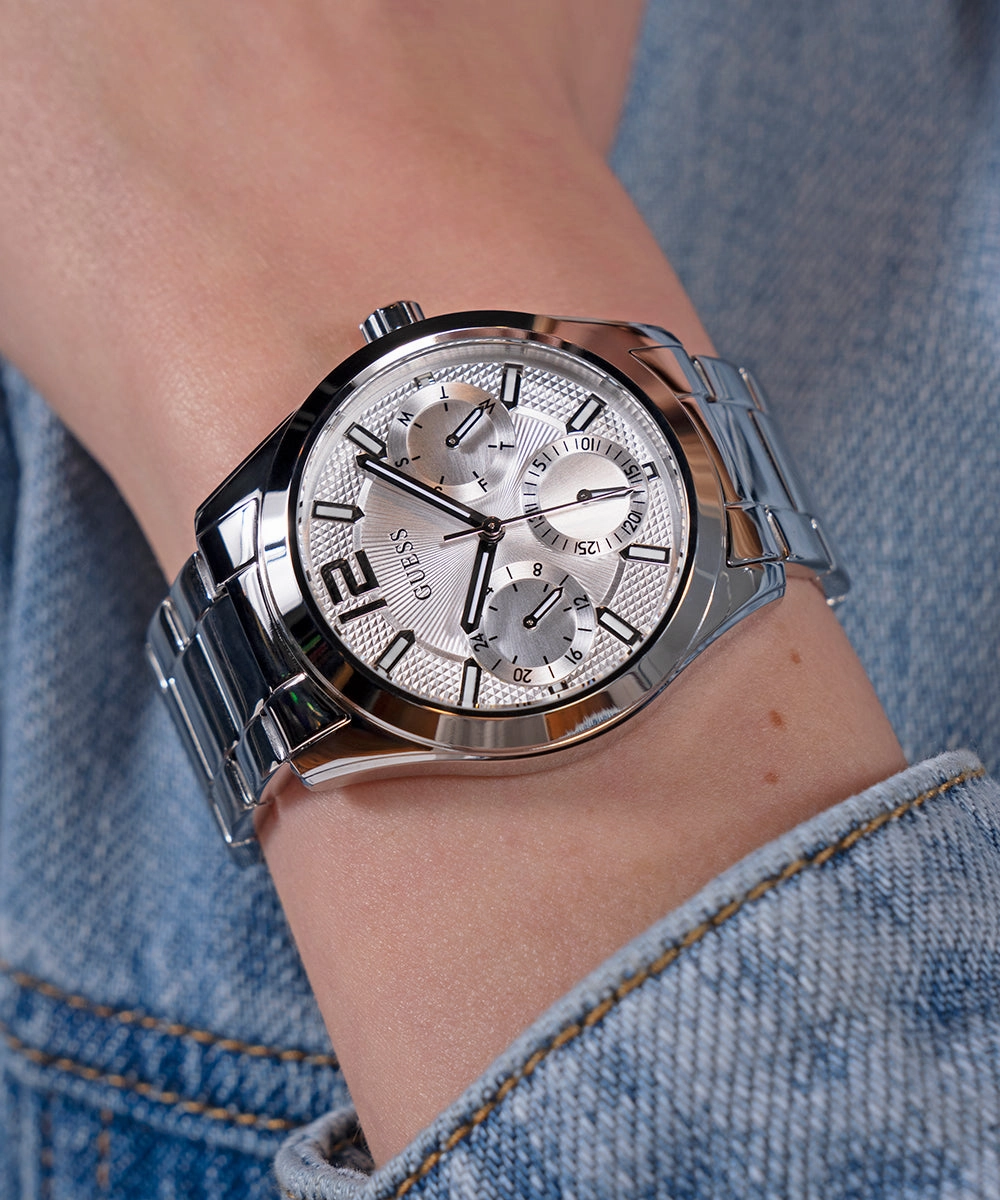 GUESS Ladies Silver Tone Multi-function Watch