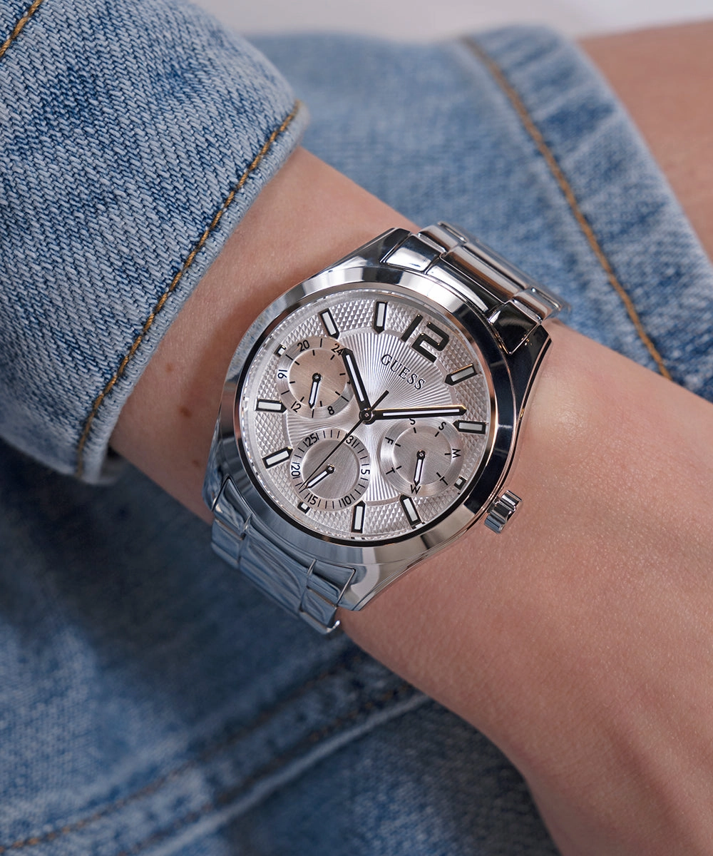 GUESS Ladies Silver Tone Multi-function Watch