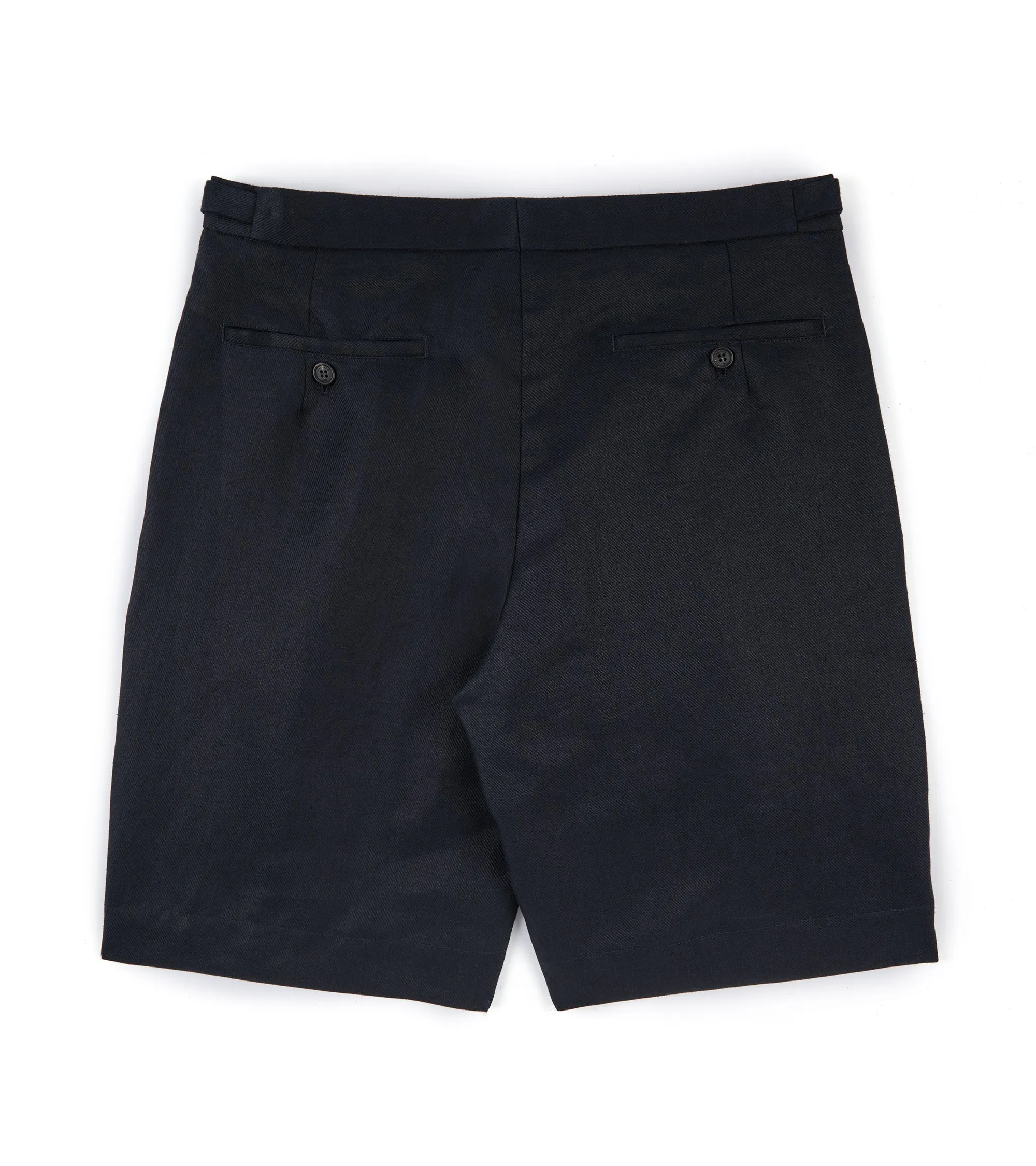 Incotex Pleated Linen Shorts: Navy