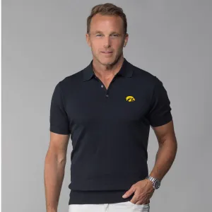 Iowa Maranello Cotton & Silk Three Button Polo Black