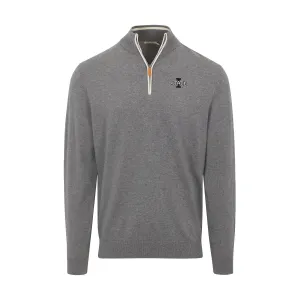 Iowa State Grey with White Trim Luxury Touch Cotton and Cashmere Quarter Zip Sweater